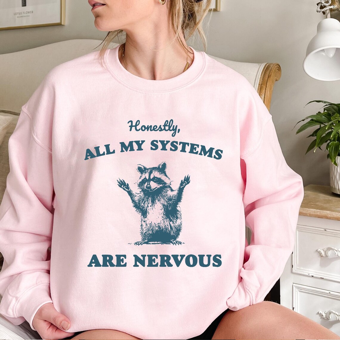 Honestly, All My Systems Are Nervous Raccoon Hoodie