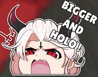 Satan Angry Face Vinyl Holo hearts Sticker - What in Hell is Bad Fan Art