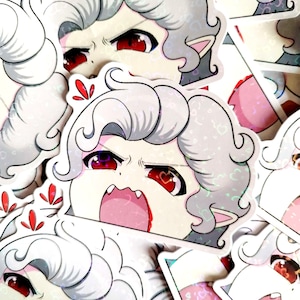 Astarion angy Face Vinyl Holographic Heart Sticker - Baldur's Gate 3 Fan Art