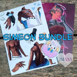 Simeon bundle - angel/demon thermo sensitive print - sexy torso and hands - sheep chan - sticker - stickers sheet - obey me nightbringer
