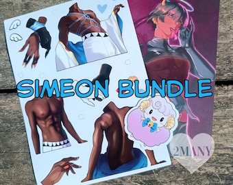 Simeon bundle - angel/demon thermo sensitive print - sexy torso and hands - sheep chan - sticker - stickers sheet - obey me nightbringer