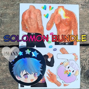 Solomon bundle - holo shady sorcerer - sexy torso and hands - sheep chan - sticker - stickers sheet - obey me nightbringer -