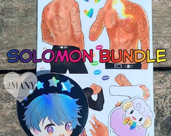 Solomon bundle - holo shady sorcerer - sexy torso and hands - sheep chan - sticker - stickers sheet - obey me nightbringer -