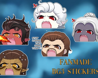 Angy companions - Vinyl Stickers - Baldur's Gate 3 Fan Art