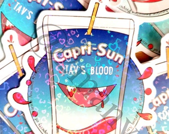 Astarion's Juice Box Vinyl Holographic Hearts Sticker - Baldur's Gate 3 Fan Art