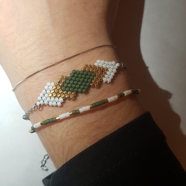 Assortiment de bracelets en perles de Miyuki avec chaine en acier inoxydable