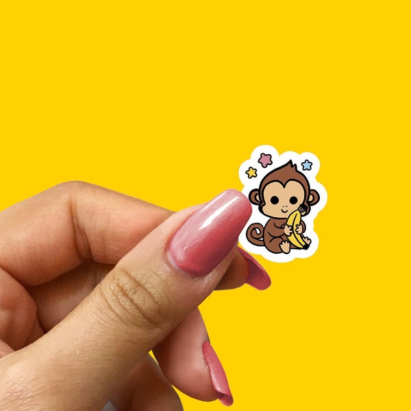 Cute Monkey Sticker, Stickers for laptop, WaterProof Vinyl Stickers, Water bottle Sticker, Phone Case Sticker, Cute Sticker