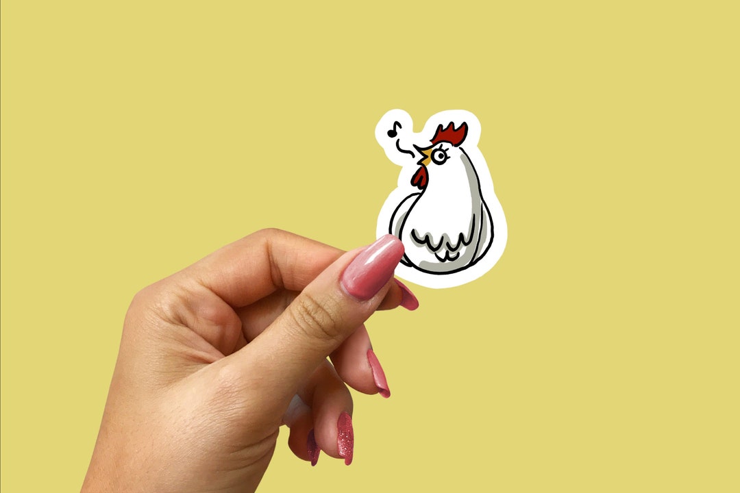 Cute Hen Chicken Sticker, Sticker for Laptop, Waterproof Vinyl Stickers ...