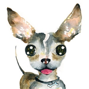 Perro Aquarela Lamina A5/Perro Caricatura Acuarela Impresión A5