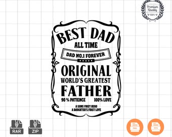 Best Dad Whiskey Label SVG PNG, Father's Day Gift (Digital Download)