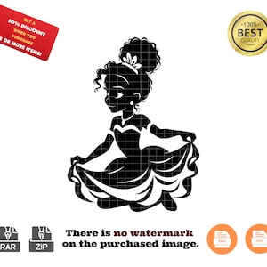 Tiana SVG and PNG | Princess and the Frog Clipart | High-Quality Princess SVG Digital Files for Family Trip Crafts – Instant Download