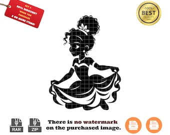 Tiana SVG and PNG: Princess and the Frog Clipart (Digital Download)