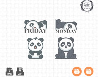 Panda Emotions SVG Kit: Bored & Happy Mood Designs (Digital Graphics)