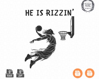 Funny Easter Jesus Basketball SVG PNG: Retro Christian Y2K (Digital Download)