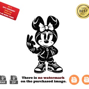 Minnie Mouse SVG & PNG | Hip-Hop Style | T-Shirt Print | Mug Design | Silhouette svg | Tumbler svg | Minnie Tumbler svg | Cartoon Svg