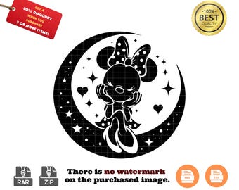 Silueta de ratón y luna SVG: dibujos animados para vasos (descarga digital)