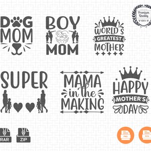 Mother&#39;s Day SVG PNG Bundle: Mom Quotes (Digital Download)