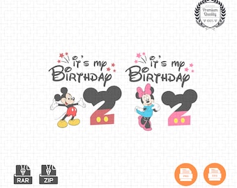 Mickey and Minnie 2nd Birthday SVG PNG - Birthday Party (Digital Download)