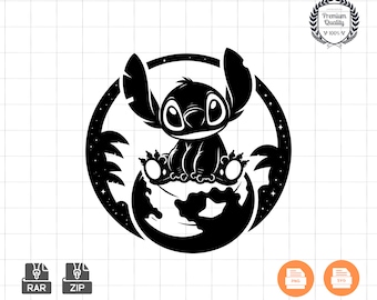 Stitch & Angel SVG: Diseño de vaso de dibujos animados (descarga instantánea)