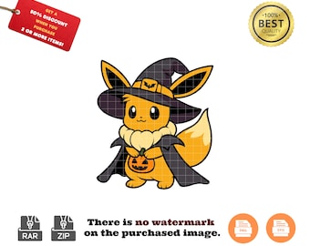Eevee Halloween SVG & PNG | Witch Pokemon Clipart (Digital Download)