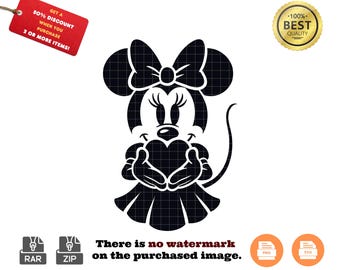 Minnie Mouse Love SVG, PNG: Silhouette Style (Instant Download)