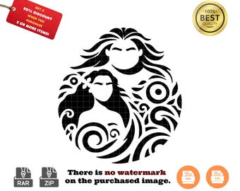 Moana Silhouette SVG und PNG | Hochwertiger Digitaler Download