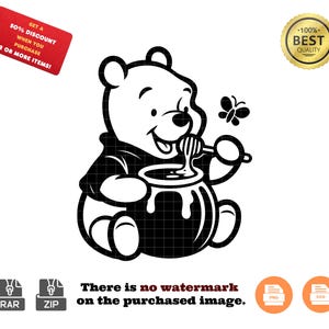 Winnie the Pooh Svg, Pooh Bear with honey pot, Winnie the Pooh birthday shirt, Bee Mine Winnie Pooh Bear Svg, Honey Co. Bear Svg