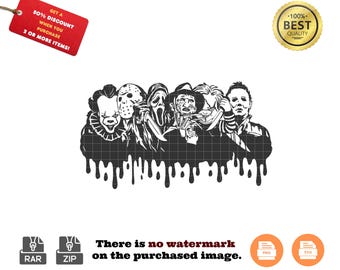 Iconic Horror Villains Halloween SVG & PNG | Dripping Design Cut File