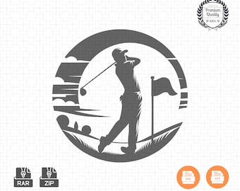 Minimalist Golf Silhouette Clip Art: SVG, PNG (Instant Download)