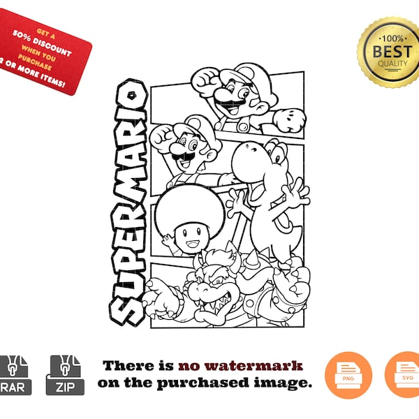 Super Mario Clipart: Retro Spiel SVG & PNG (digitaler Download)