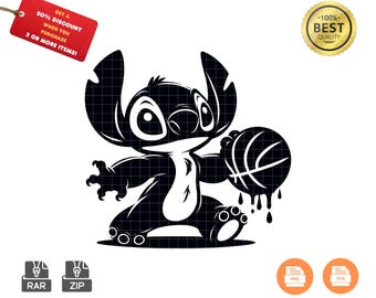Stitch Basketball SVG: Lilo and Stitch Cartoon (Digital Download)
