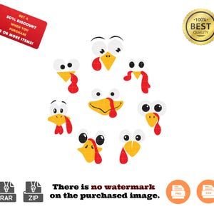 Thanksgiving Turkey Bundle SVG | Turkey Face SVG | Thanksgiving SVG | Turkey Svg | Turkey Cut File | Turkey Png | Cricut | Silhouette