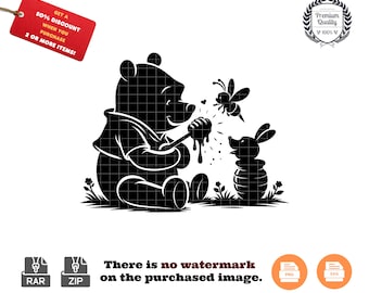 Winnie the Pooh with Bee SVG PNG: Birthday Shirt Design (Digital Download)