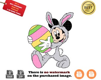 Mickey Mouse Easter Bunny SVG: Color Layered Design (PNG, SVG)