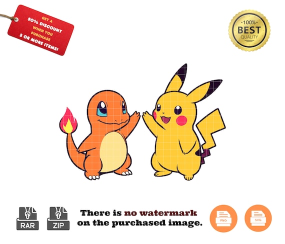 ピカチュウとヒトカゲのポケモン SVG PNG | 漫画クリップアート