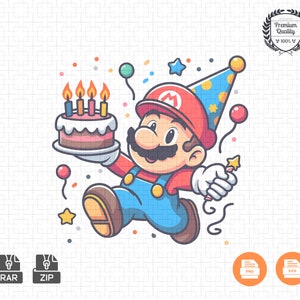 Super Mario Birthday Bash: Vibrant Clipart Celebration | Super Mario Svg | Super Mario Png | Super Mario Birthday Image
