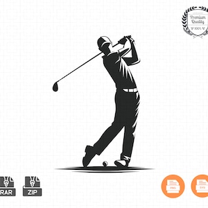 Dynamic Golf Swing Silhouette Clip Art | Golf svg, Golfing Svg, Golfing Design Svg, Golf logo, Golf ball svg, Golf vector, Instant Download