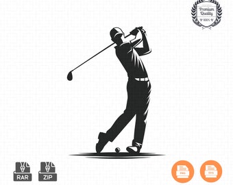 Golf Swing Silhouette Clip Art: Vector SVG, PNG (Instant Download)