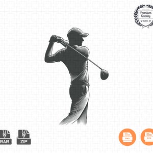 Dynamic Golf Swing Silhouette Clip Art | Golf svg, Golfing Svg, Golfing Design Svg, Golf logo, Golf ball svg, Golf vector, Instant Download