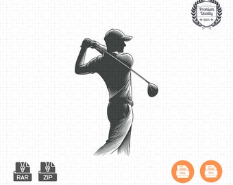 Golf Swing Silhouette Clip Art: Golfing SVG Vector (Instant Download)