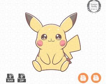 Cute Pikachu PNG, Pokemon Clipart, Transparent Background (Digital Download)