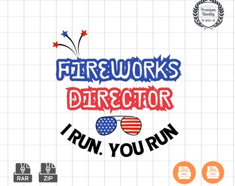 Fireworks Director SVG, 4th of July Patriotic Design (SVG, PNG)