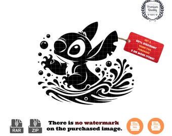 Paquete SVG de Stitch y Ángel: Silueta de dibujos animados, diseño de vaso (descarga instantánea)