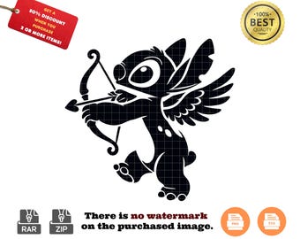Cupid Stitch SVG & PNG: Valentine's Day Image (Digital Download)
