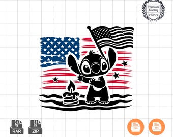 Stitch 4 de julio SVG: Lilo y Stitch patrióticos (descarga digital)