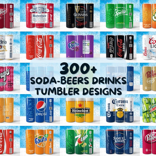 Liquor & Soda 300+ Design Bundle Tumbler Wrap Print Shop Starter Pack, 20oz Sublimation Skinny Tumbler 9.3x8.2 inch PNG Beverage Beer Drinks