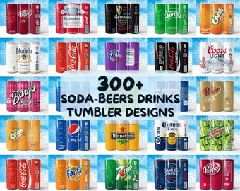Liquor & Soda 300+ Design Bundle Tumbler Wrap Print Shop Starter Pack, 20oz Sublimation Skinny Tumbler 9.3x8.2 inch PNG Beverage Beer Drinks