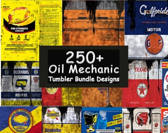 Car Mechanic 250+ Oil Filter Design Bundle Tumbler Wrap Print Shop Starter Pack, 20oz Sublimation Straight Skinny, Dirty Metal 9.3x8.2 PNG