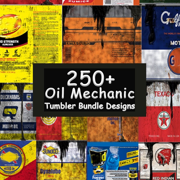 Car Mechanic 250+ Oil Filter Design Bundle Tumbler Wrap Print Shop Starter Pack, 20oz Sublimation Straight Skinny, Dirty Metal 9.3x8.2 PNG