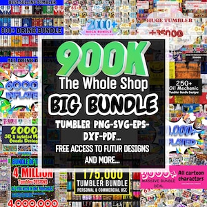900K+ PNG SVG Mega Bundle| Print Shop Starter Pack, Characters, Movies, Superheroes, Cartoons, Pop Culture, Skinny Tumbler Wrap Design.